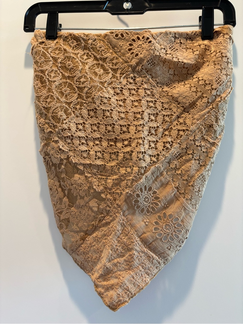 Free People Beige Lace Patchwork Tank Top